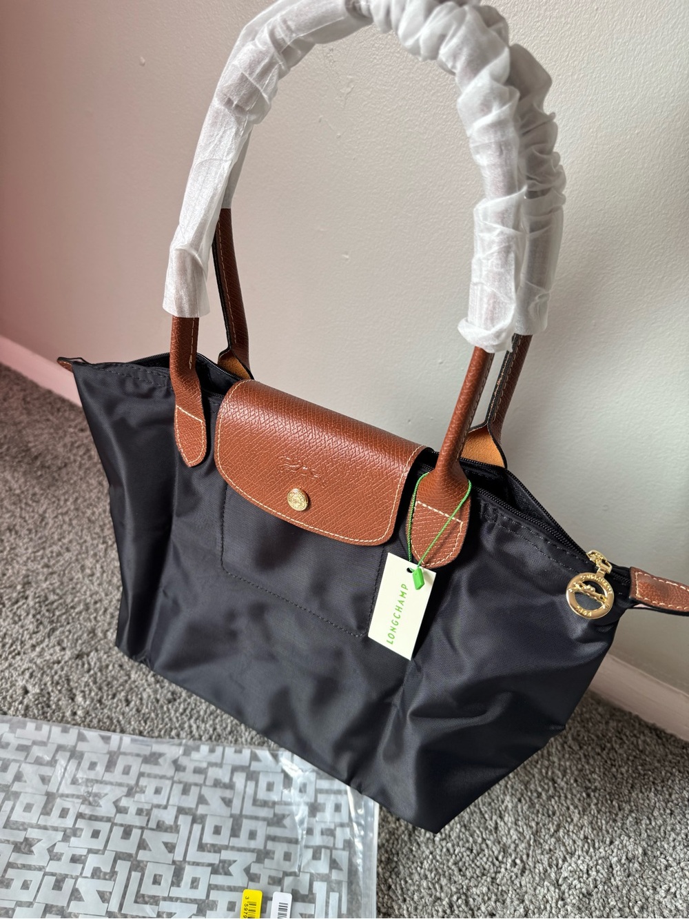 Classic Women’s Black Tote with Brown Trim
